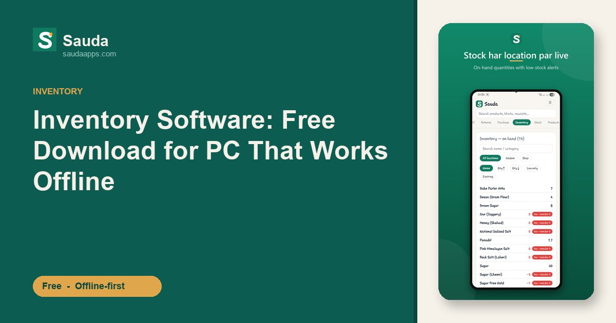 Inventory Software: Free Download for PC That Works Offline — Sauda app screenshot